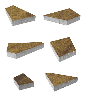 Тротуарная плитка ОРИГАМИ - Листопад гранит Янтарь, комплект из 6 видов плит